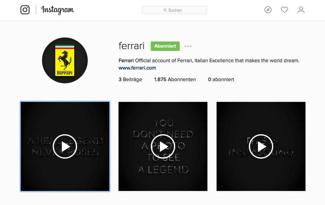 Ferrari auf Instagram